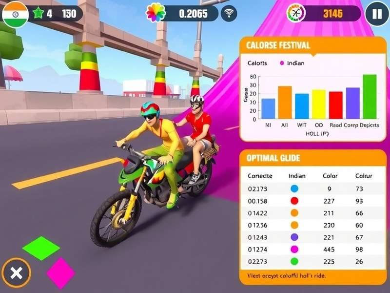 Colorful Holi Ride strategy guide showing optimal color combinations